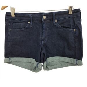 Universal Thread Mid Rise Denim Short Shorts Size 6 Cuffed Pockets Dark Wash